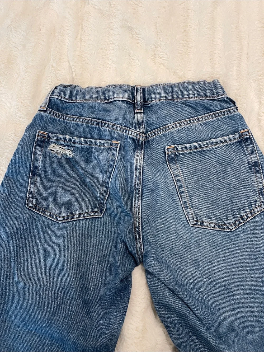 GAP Wide-Leg Distressed Jeans - Blue